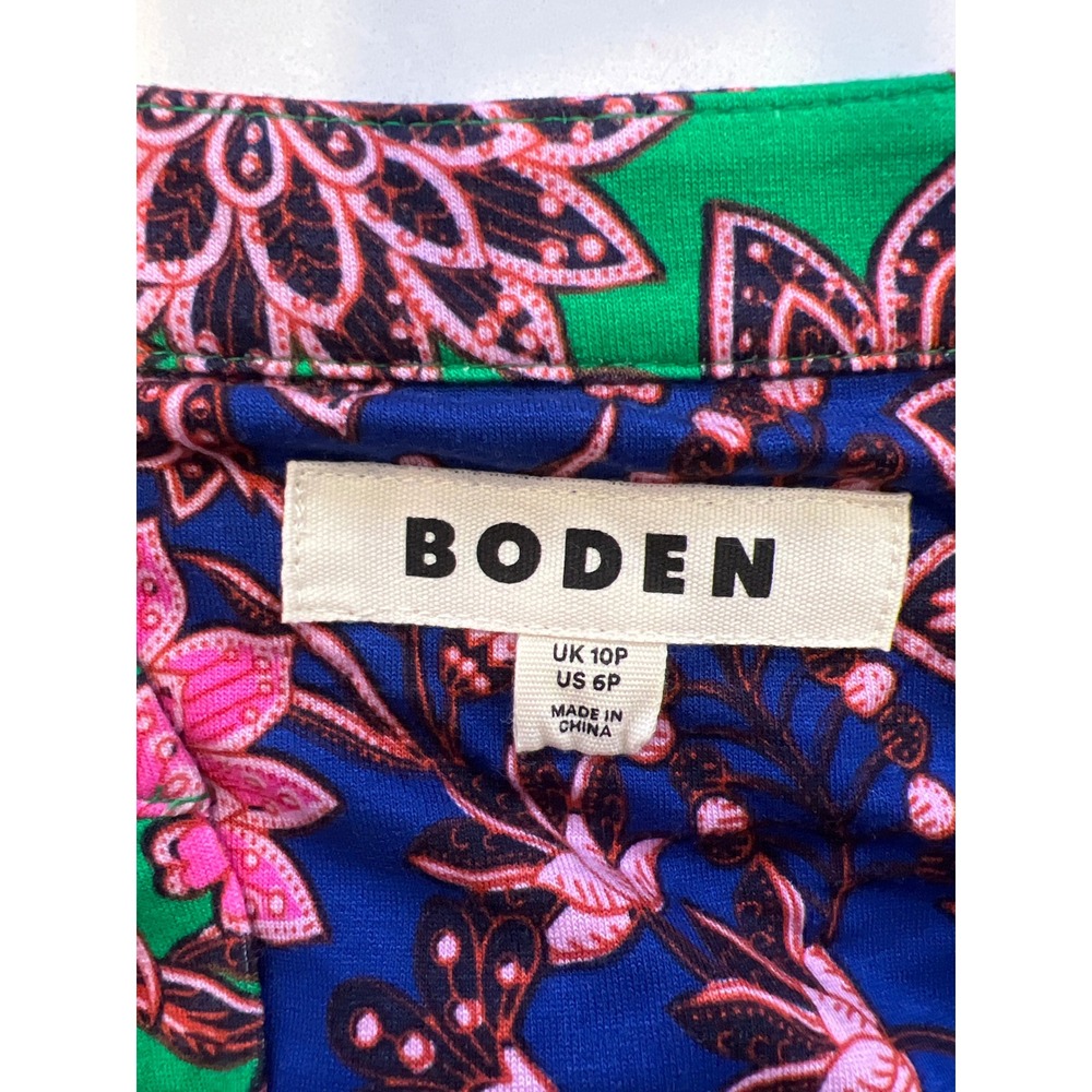 Boden Ivy Smocked Boho Midi Dress 6 Floral Green Pink Cottagecore Long Sleeve - Picture 5 of 9
